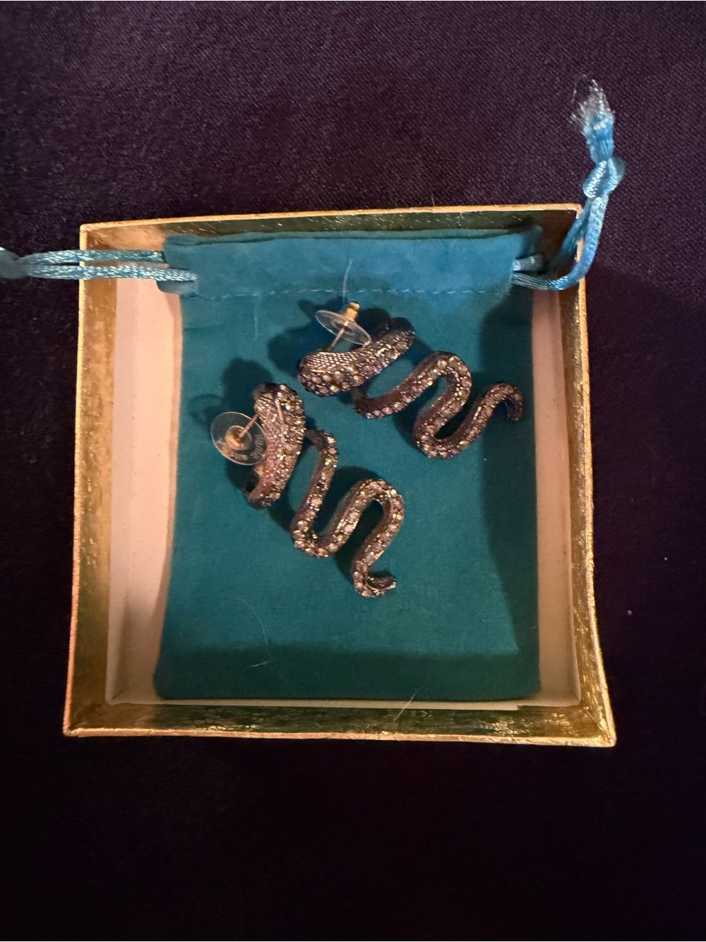 **RARE**Amrita Singh Gold Snake Coil Drop Earrings